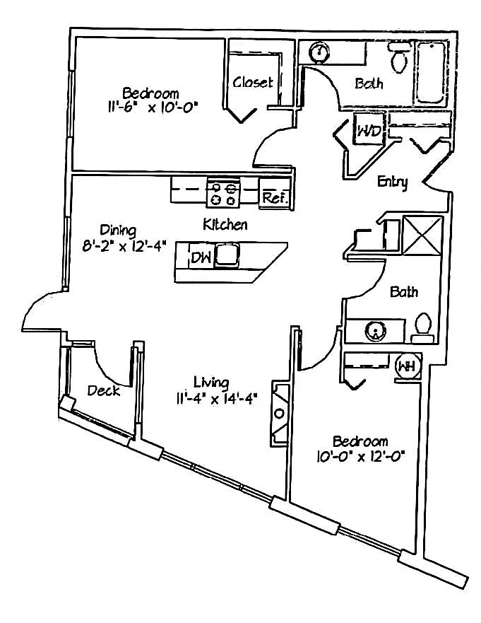 Floor plan 2 Bed, 2 Bath B5