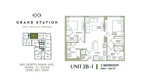 Floor plan 2 Bed 2 Bath (2B-1)