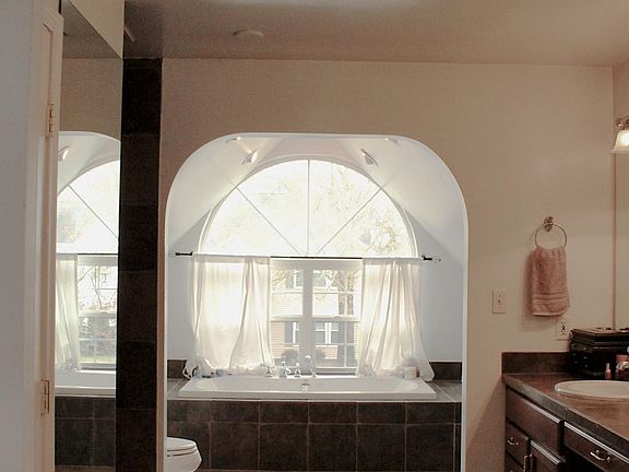 View of the master bathroom, including the jetted tub.