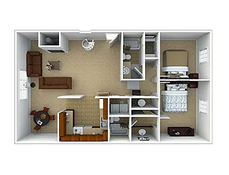Floor plan 2 Bedroom 2 Bath