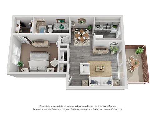 Floor plan 1 Bed 1 Bath Luxury Rehab 707 sq ft