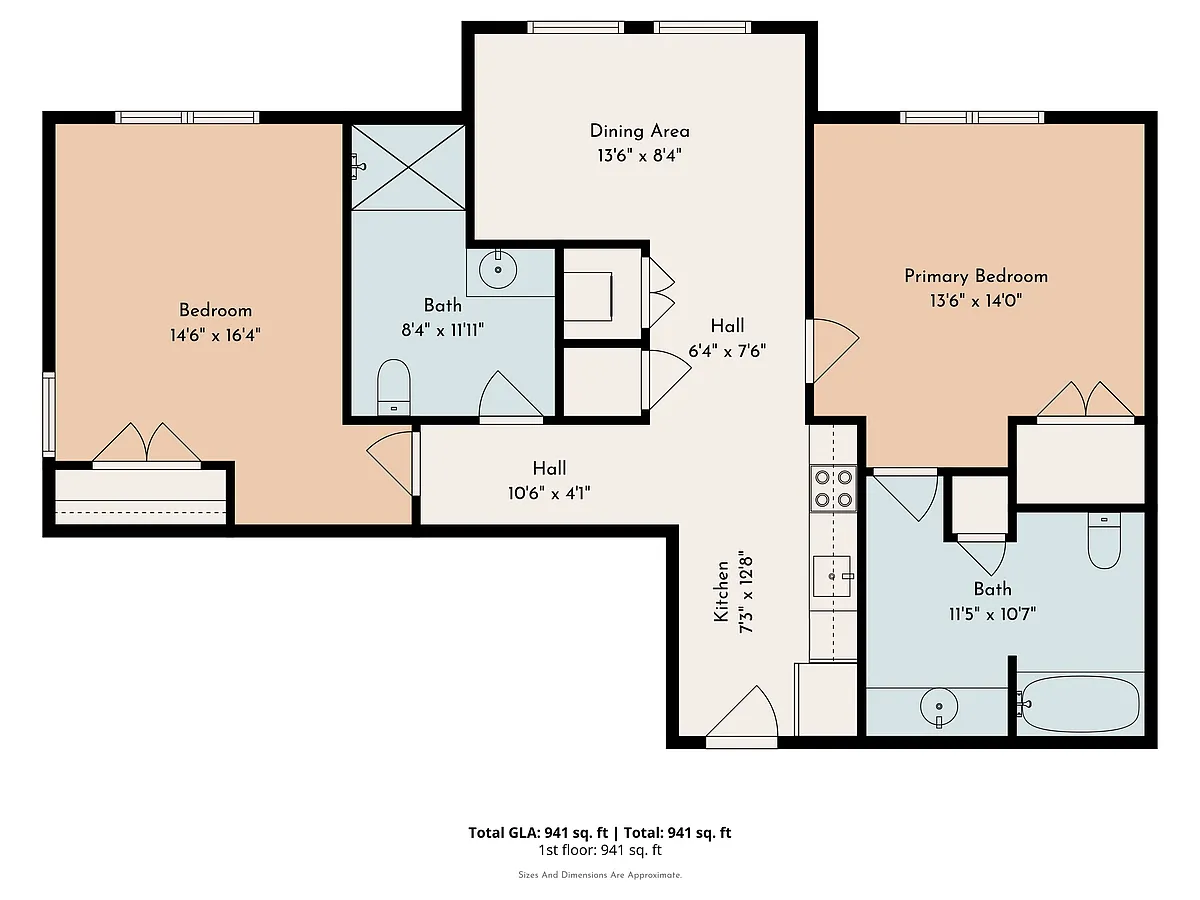 Floor plan 2 Bed 2 Bath