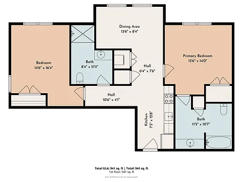Floor plan 2 Bed 2 Bath