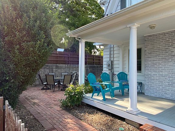 Front porch and first view of backyard
