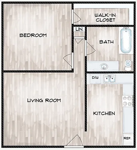 Floor plan Springview One Bedroom, One Bath