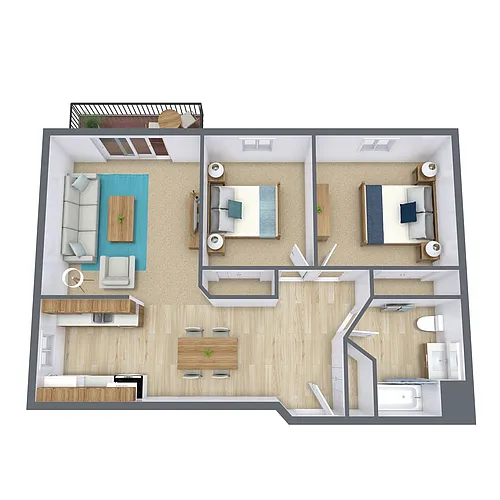 Floor plan Two Bedroom 21A