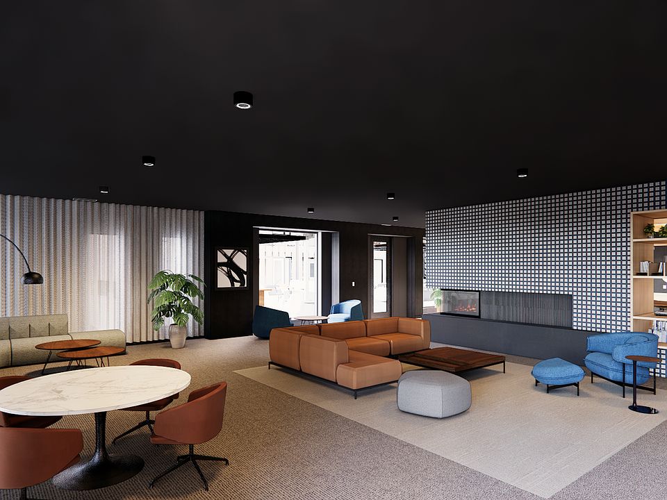Resident lounge with fireplace