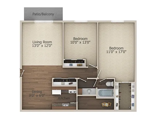 Floor plan 2 Bedroom (952 sq ft)