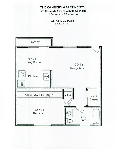 Floor plan A - Charleston 1X1