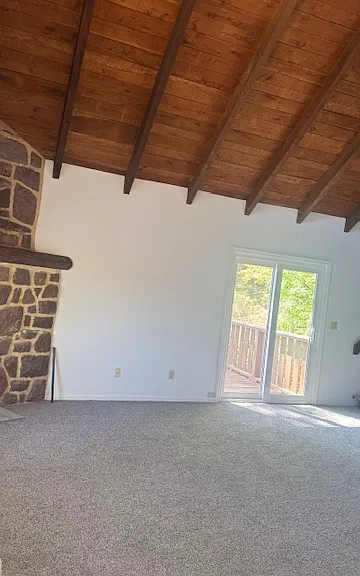 Overlooking the deck into the woods