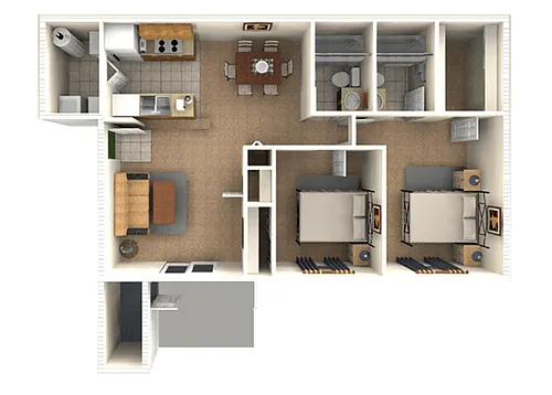 Floor plan Two Bedroom Apartment - B