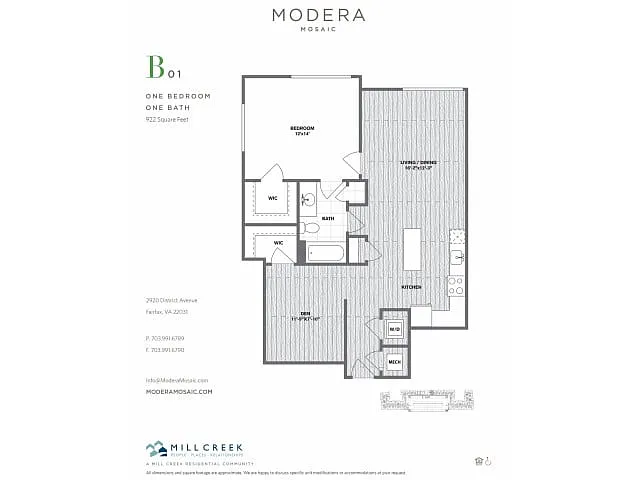 Floor plan B01D - One Bedroom Den