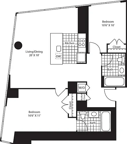 Floor plan Two Bedroom OpenKit FL 28-46