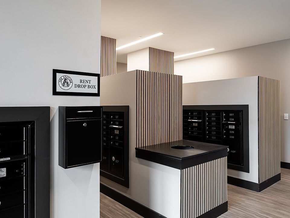 Mail Center with package lockers.