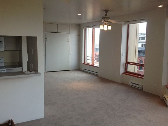 Central ceiling fan & murphy bed (full size) with built in c