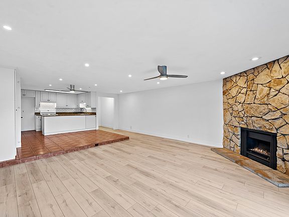 View from sliding door garden entrance to open great room.