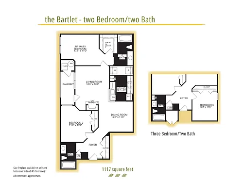 Floor plan Bartlett with Fireplace Renovated