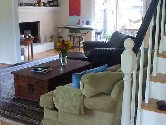 Living space opens to backyard