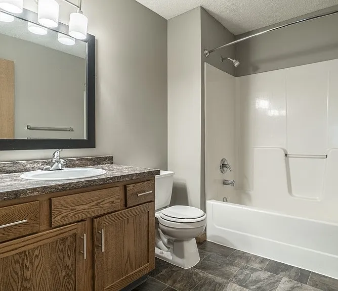 Our renovated homes feature upgraded vanities, flooring and light fixtures in the bathrooms.