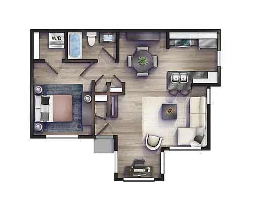 Floor plan Luxury One Bedroom
