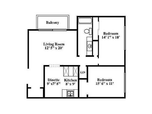 Floor plan Two Bed One Bath