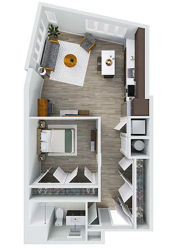 Floor plan Fleet: 1 Bedroom Apartment
