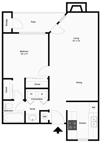 Floor plan A2 - Updated One-Bedroom