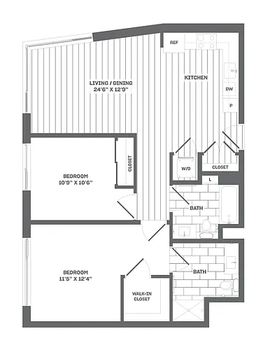 Floor plan 2 Bed/2 Bath-C6