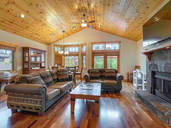 Large open living room, with deck