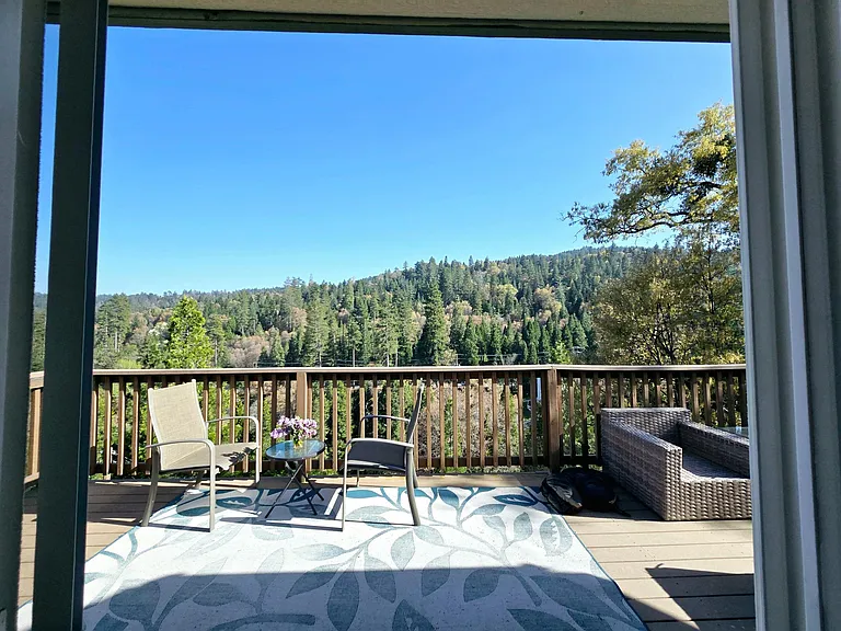 the dining room with wonderful forest view