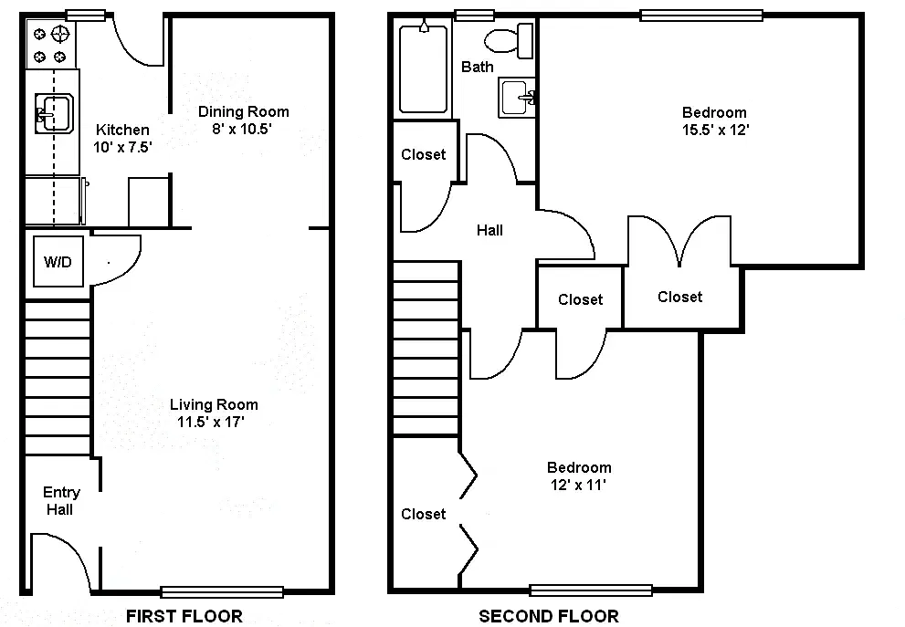Floor plan 2-Bedroom Interior Townhouse