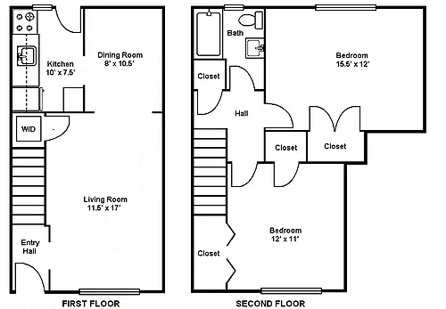 Floor plan 2-Bedroom Interior Townhouse