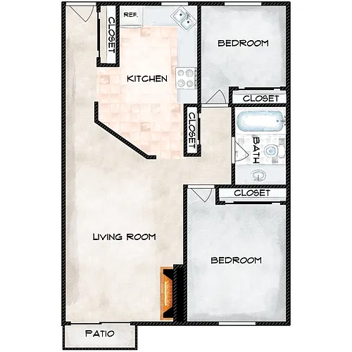 Floor plan 2 Bed 1 Bath Flat