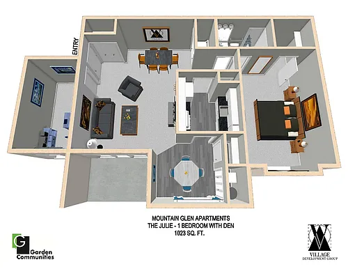 Floor plan One Bedroom with Den