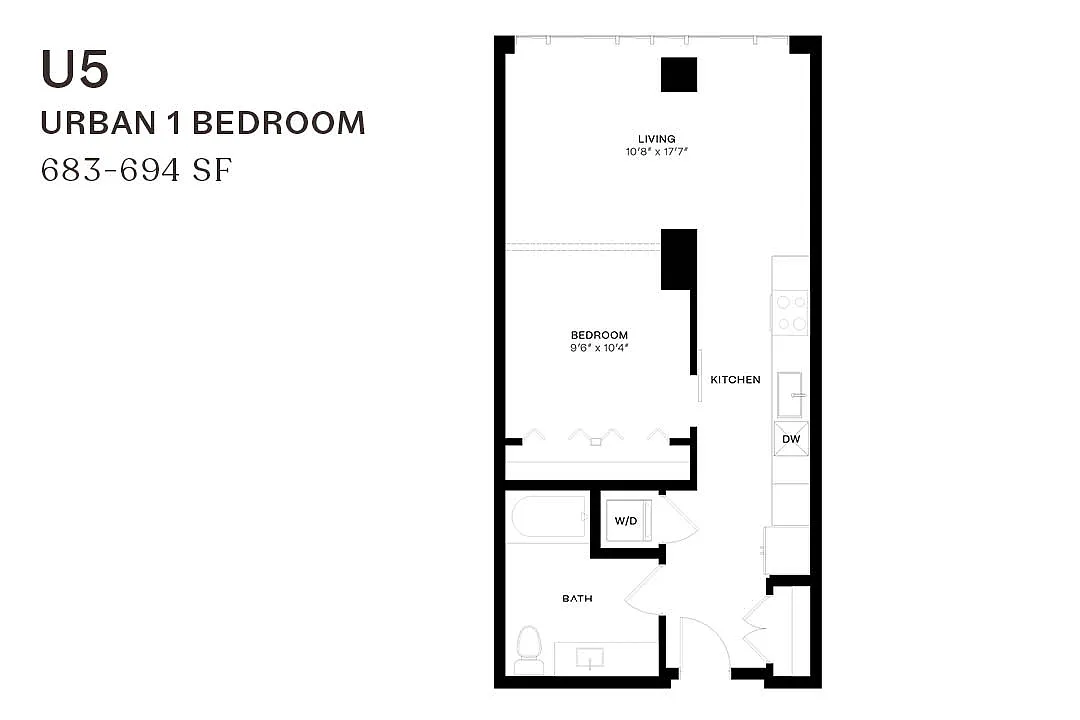 Floor plan Urban One Bedroom U5
