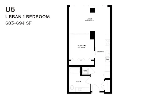 Floor plan Urban One Bedroom U5