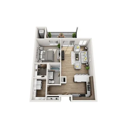 Floor plan 1 Bed | 1 Bath (B)