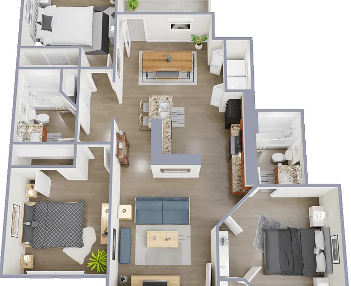 3 Bed Standard W/D Floorplan Diagram