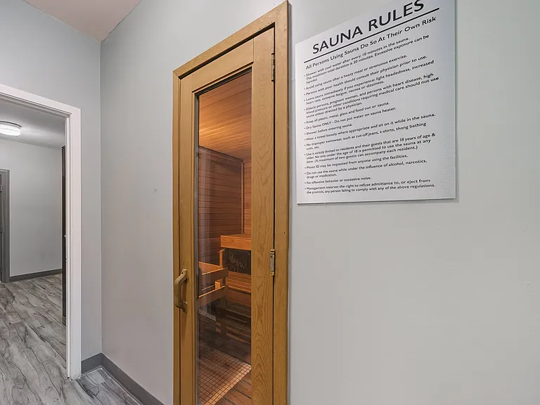 Beautiful dry sauna room at Franklin River Apartments