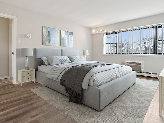Spacious bedroom with ample natural light