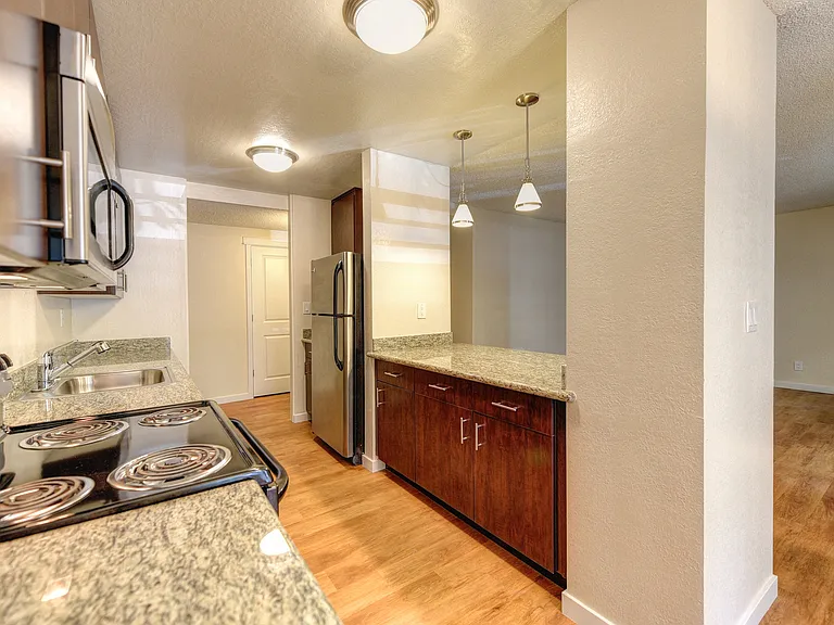 Kitchen with Built-in Microwave