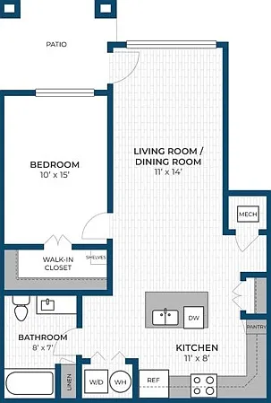 Floor Plan 1A | Seasons at Plainfield | Apartments in Plainfield, IL Floor Plan 1A | Seasons at Plainfield | Apartments in Plainfield, IL