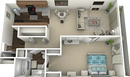 One bedroom, one bath, 864 square foot floor plan One bedroom, one bath, 864 square foot floor plan