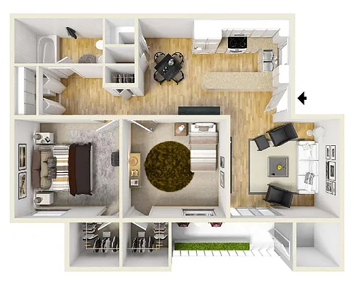 Floor plan 2 Bedroom 1 Bath