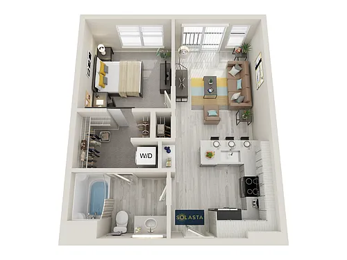Floor plan 1BD, 1BTH A3