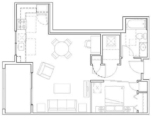 Floor plan 1 Bed 1 Bath A