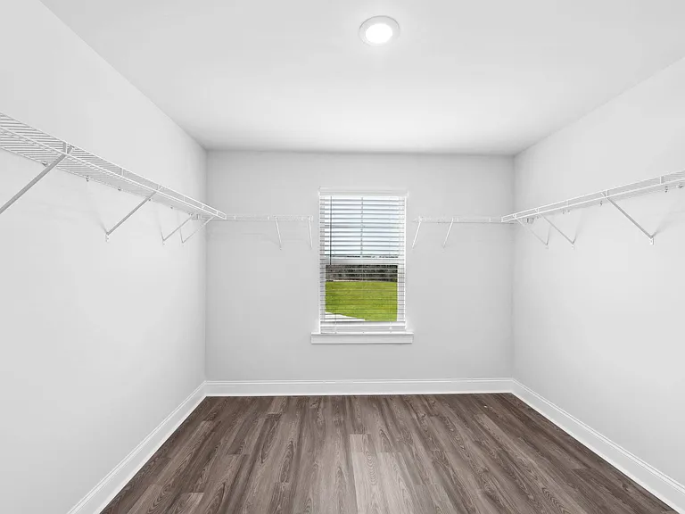 Primary suite with a full walk in closet.