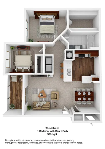 Floor plan A2 Ashland - One Bedroom, One Bathroom