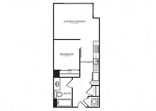 Floor plan Jr 1 Bed/1 Bath-B1B.2