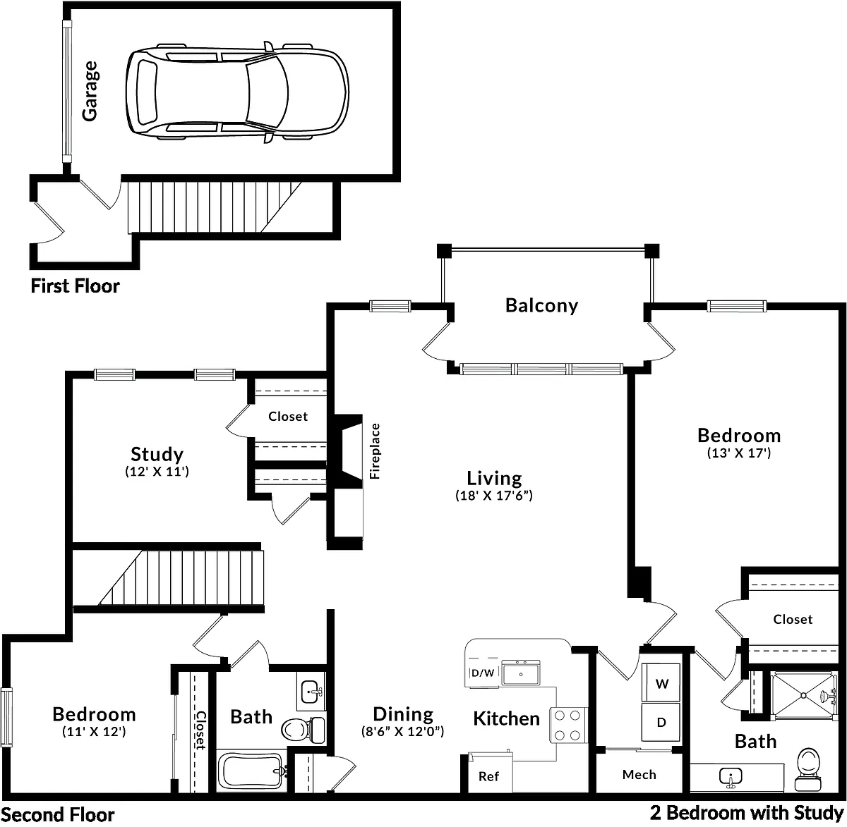 Floor plan The Oakmont (B3 w-Den)